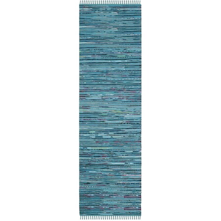 Safavieh Rag Runner Hand Woven Rug Turquoise & Multi Color- 2 ft.-3 in. x 10 ft. RAR125C-210